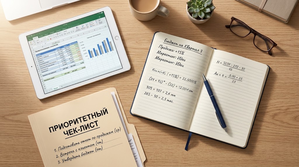 Рабочий стол с документами по антикризисному плану