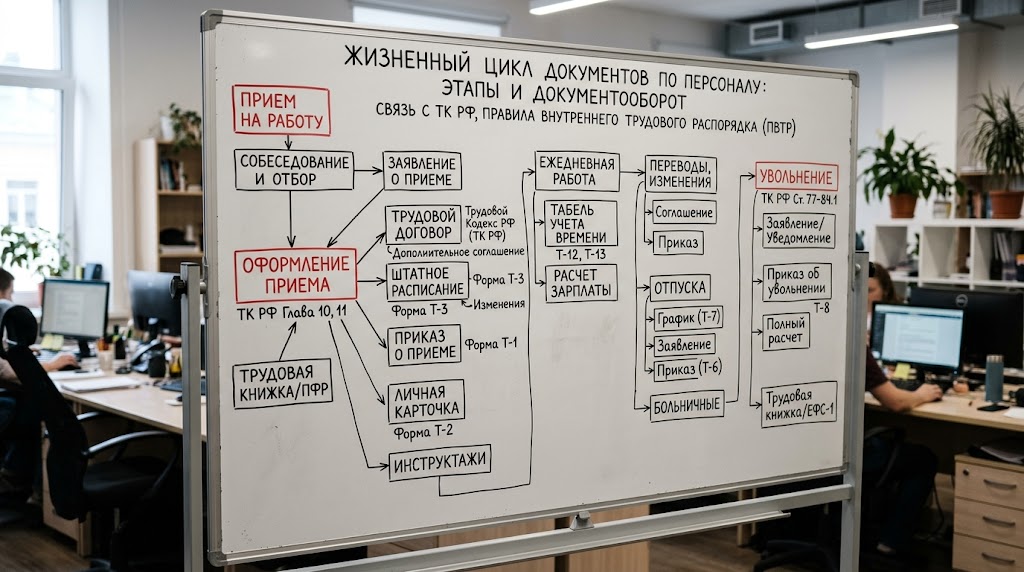 Схема организации кадрового делопроизводства на доске