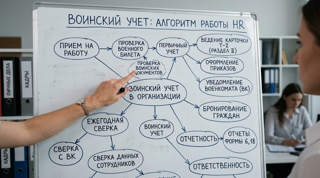 схема работы воинского учета в организации для кадровика